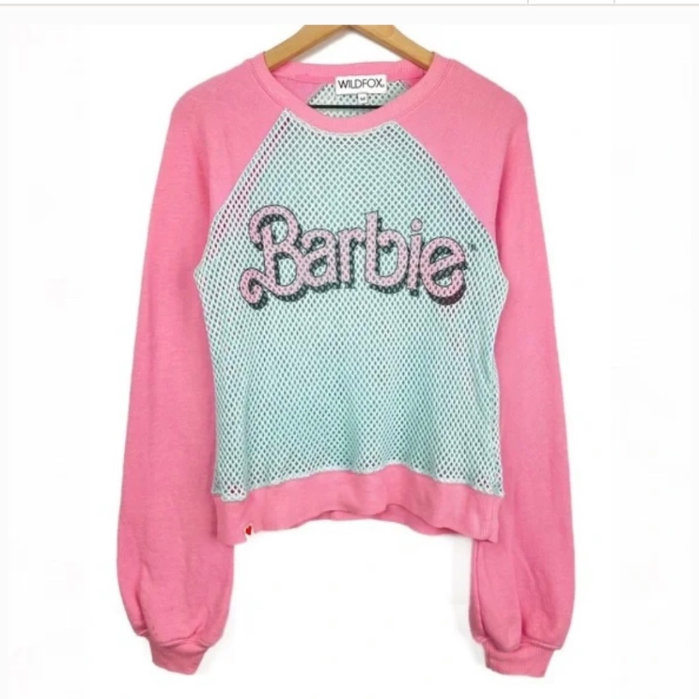 Wildfox RARE Barbie Pink and Blue Mesh Jumper Sweater Top - Size M